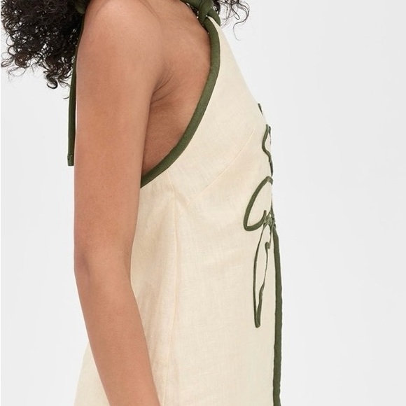 Farm Rio Sand Coconut Mini Halter Dress with Green Palm Design - Picture 3 of 10